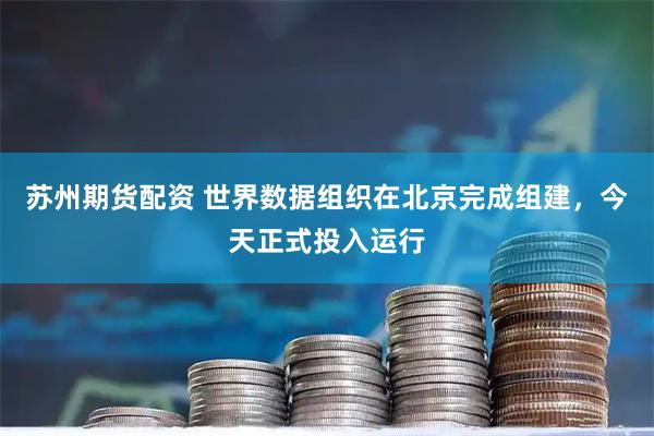 苏州期货配资 世界数据组织在北京完成组建，今天正式投入运行